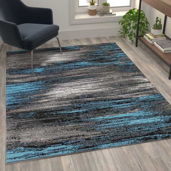 Flash Furniture Blue 5x7 Abstract Area Rug ACD-RGTRZ863-57-BL-GG